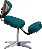 Modern Home Ergonomic Rolling Kneeling Posture Chair, Height Adjustable Breathable Back Support Kneeling Chair with Thick Comfortable Cushions,Green