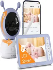2K 5" Baby Monitor Camera with Phone App, 360° Rotation, Motion Monitoring & Aut