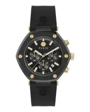 Philipp Plein Mens The Hexagon Black 42mm Strap Fashion Watch