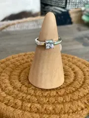 Handmade Opal & Cubic Zirconia And Sterling Silver Size 6 Ring