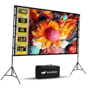 Projector Screen and Stand, Foldable and Portable Projection Screen 120 inch