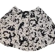 Cynthia Rowley A-Line Skirt Black White Floral Flare Knee Length Pockets L NWT