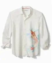 Tommy Bahama Linen Long Sleeve Shirt Men’s Size 4XL Koi Fish White