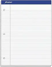 Ampad Double Sheet Writing Pads, Narrow Ruled, Size 8.5 x 11.75 Inches, White Paper, 100 Sheets Per Pad (20-346)