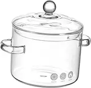 [LIFKOME] Home Stew Pot Glass Soup Pot Lid Heat-Resistant Cooking Pot Double Handle Porridge Pot for Cooking