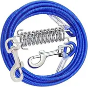 FUNNTY 300cm Dog tie Out Cable,Dog Leads for Yard Chew Proof Dog Runner Cable with Swivel Hook and Shock Spring,300cm Camping and Training Leash for Small to Medium Pets Up to 165 lbs(3M-165lbs