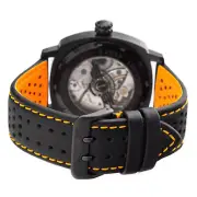 Uhrenarmband LORICA® Kunstleder IP-B schwarz wasserfest ORANGE BLACK High-Tech
