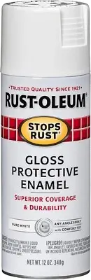 Rust-Oleum 250702 Stops Rust Spray Paint, 12 oz, Gloss Pure White