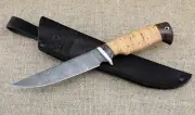 Knife Baikal steel damascus handle birch bark