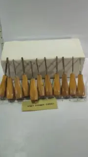 VINTAGE SET OF 11 FRET FIRMER CHISELS FOR WOOD AND LEATHER
