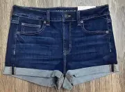 American Eagle Hi-Rise Shortie Denim Shorts Next Level Stretch Womens 8