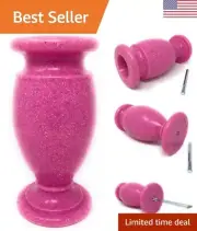 Memorial Cemetery Flower Vase - Plastic Pink Granite with Metal Ground Spike,...