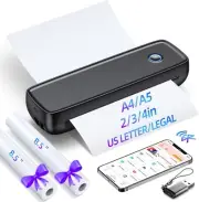 Portable Printers Wireless for Travel, Inkless Mini Bluetooth Small ,8.5" X 11