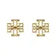 【TORY BURCH】TORY BURCH Britten 金屬鏤空雙T LOGO針式耳環(金)