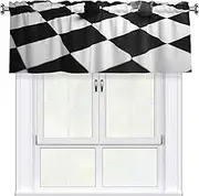 LHBWCVN Black White Chess Checkerboard Valances for Windows, Rod Pocket Window Treatment Drapes Farmhouse Kitchen Curtains Short Blackout Window Curtains for Living Room Bedroom Decor 54x18 Inch