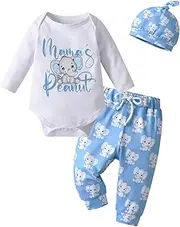 [Awxoder] Baby Boys Clothes Bear Print Long Sleeve Tops + Pants 3Pcs Outfit Set