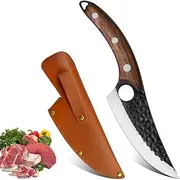 Chef Knife with Sheath Kitchen Knife Hand Forged Boning Knife Japanese Style Full Tang Butcher Meat Viking Knives for Home, Outdoor, Camping