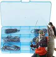 Baitholder Hooks - 100 Pack Long Shank and Wide Gape | Barbed Heavy Duty Lure Jig Tackle | Fishing Tackle Set | Jigging Hook Pack Walleye Salmon Panfish Surf Kayak Boat Accessories