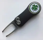 Pitchfix 2.0 Switchblade Golf Divot Tool w Lucky Irish Clover removable Marker