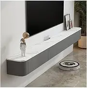 TV Stand Floating TV Stand with Storage Space, Wall-Mounted Floating Media Console with Rock Board Desktop for Under TVs, Modern Style Television Stands(Gray,180x24x19cm)