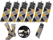 1-3-6 Dress Socks YELLOW Argyle Diamond Socks Cotton Size 10-13 PREMIUM QUALITY