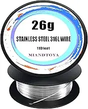 Stainless Steel 316L Wire, 26G Gauge 110Feet Soft DIY Hand Tool Metal Resistance Round Thin Spool Handmade for Crafts Bailing Sculpting Jewelry Making Findings Floral Beading Trapping