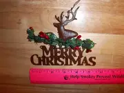 Rustic metal Deer head with Hanger & Merry Christmas great for the holidays