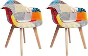 Artiss Dining Chairs Set of 2 Vintage Retro Esright Chair Nursing Seats Reading Seating Home Living Room Bedroom Kitchen Cafe Office Furniture, Polyester Fabric, in 46cm Seat Height