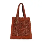 [Chloe] Chloe-Clay Brown Raffia Summer Banana Tote Bag-Donna OS OS