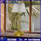 Crystal Table Lamp Metal Base Touch Bedside Lamp Rechargeable Cordless Desk Lamp