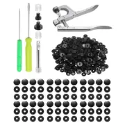 Plastic Snaps Fasteners with Snap Pliers, 200 Set T3 No-Sew Button Kit Black