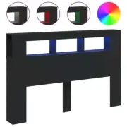 LED Lights Cabinet Wooden Bed Frame Head Storage Shelf Bedhead Headboard 160cm
