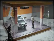 Car Garage Protective Organizer Scene 1:32 Wooden Acrylic Simulation Parking lot Model Alloy car Scene Toy Display Stand Ornaments Simulation Parking lot Mode(Orange 2 Parking Spaces)