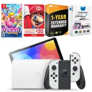 Nintendo Switch White OLED + Princess Peach: Showtime! + $20 eShop Gift Card