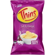 Thins Salt and Vinegar Potato Chips Pack 175g