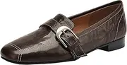 [XINXINIO] Womens Fashion Unique Square Toe Loafers with Buckle
