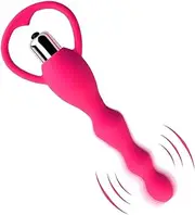 Vibrating Anal Beads Butt Plug, Graduated Design Silicone Anal Vibrator Waterproof G-spot Anal Sex Toy for Men, Women and Couples (PINK)