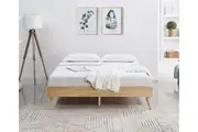 Natural Oak Ensemble Bed Frame Wooden Slat King