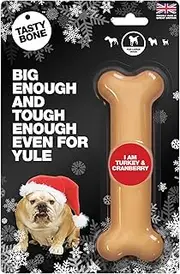 TastyBone Festive Nylon Dog Chew Toy for Large Dogs (Turkey & Cranberry) - Christmas Dog Present, Indestructible for Aggressive Chewers, Everlasting Flavour, Made in The UK