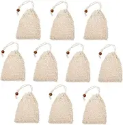 Elegant Bath Soap Storage Pouch 10pcs Cotton Linen Soap Foaming Pouch Rope Easy to Open Close