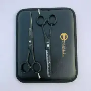Barber Salon Hairdressing & Thinning Scissors Set 6.5" BLACK COLOR