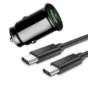 100% Brand New High Quality 38W 2-Port QC 3.7 + PD 3.7 Car Charger Type C Cable