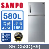 在飛比找PChome24h購物優惠-SAMPO聲寶 580公升一級能效極光鈦變頻雙門冰箱 SR-