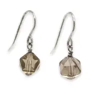 Sterling Silver Faceted Smoky Quartz Dangle Earrings