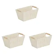 3PK Annabel Trends Papier Woven Storage Basket Beaded 18x28cm Home Decor White