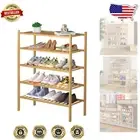 5-Tier Bamboo Shoe Rack - Stackable, Stylish, and Eco-Friendly Storage Solution