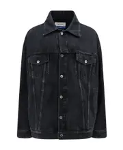 Off-White Logo Patch Buttoned Denim Jacket M Black