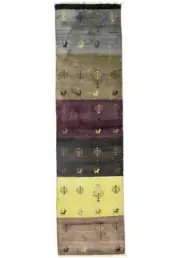 Handwoven Indo-Gabbeh Oriental Runner Rug Multicolored Striped Carpet 3X10 ft