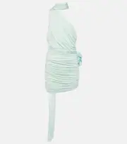 [Magda Butrym] Magda Butrym Scarf-detail ruched jersey minidress AU 14 blue