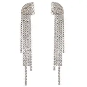 Culturesse Emilio Silver Plating Crystal Earrings Ladies For Pierced Ears Silver